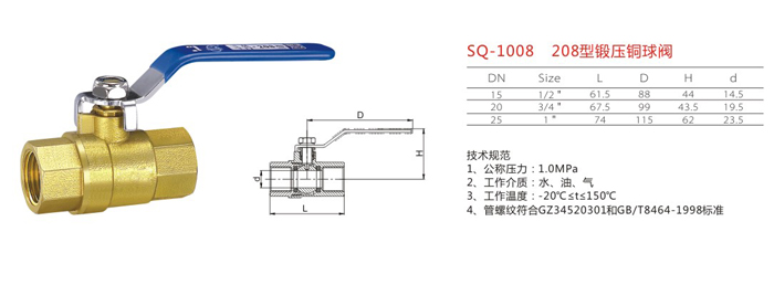 SQ-1008　208型鍛壓銅球閥